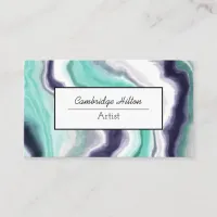 Blue and Turquoise Marble Abstract Fluid Art    Business Card