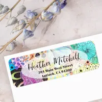 Hand-drawn Floral Artistic Vibrant Return Address Label