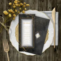 Fine Lines Gold Abstract Wedding Menu V2 Bk ID867