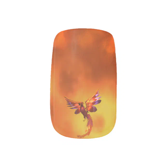 Colorful Phoenix Flying Against a Fiery Background Minx Nail Wraps