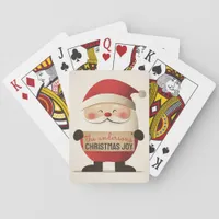 Cute Santa Holding Customizable Banner Poker Cards