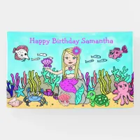 Blonde Mermaid Under the Sea Birthday Banner