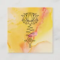 *~* Yellow Fuchsia Lotus Reiki Massage Yoga Square Business Card