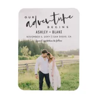 Our Adventure Begins Script Save the Date Photo Magnet