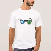 Book Nerd Glasses Fun Reader Cartoon Design T-Shirt