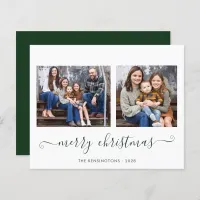 BUDGET Simple Green Script Merry Christmas Photo