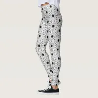 Monochrome Flower pattern  Leggings