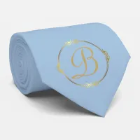 Monogram in gold with infinity circle on Blue | Neck Tie