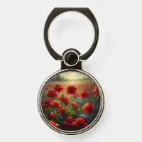 Pretty Red Poppy Field on a Summer Day Phone Ring Stand