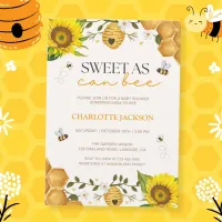 Sunflower Sweet as Can Bee Baby Shower Invitation