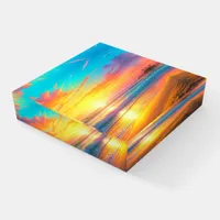 Beautiful Sunset on the Ocean Sandy Beach Paperweight