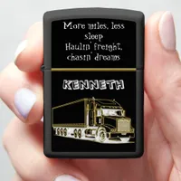 Golden Semi-Truck Art Design Zippo Lighter