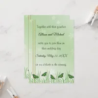 Green butterfly on light green - wedding  invitation