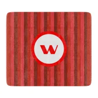 Rustic Red Monogram & Stripes Cutting Board