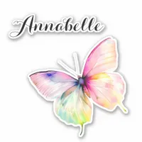 Delicate Pink Butterfly in Pastel Rainbow Colors Sticker