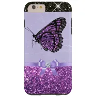 Purple Glittery Butterfly Cell Phone CAse