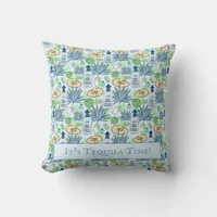 Tequila Drinker Blue Agave and Sombreros Throw Pillow