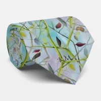 Beautiful Watercolor Foliage Chic Monogram Neck Tie