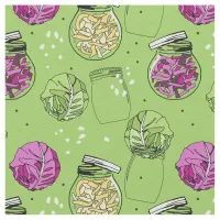 Green Cabbage Sauerkraut Patterned Fabric