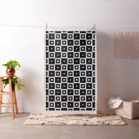 Contemporary Trendy Black & White Squares Pattern Fabric