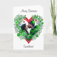 Merry Christmas Sweetheart | Heart Christmas Photo Card