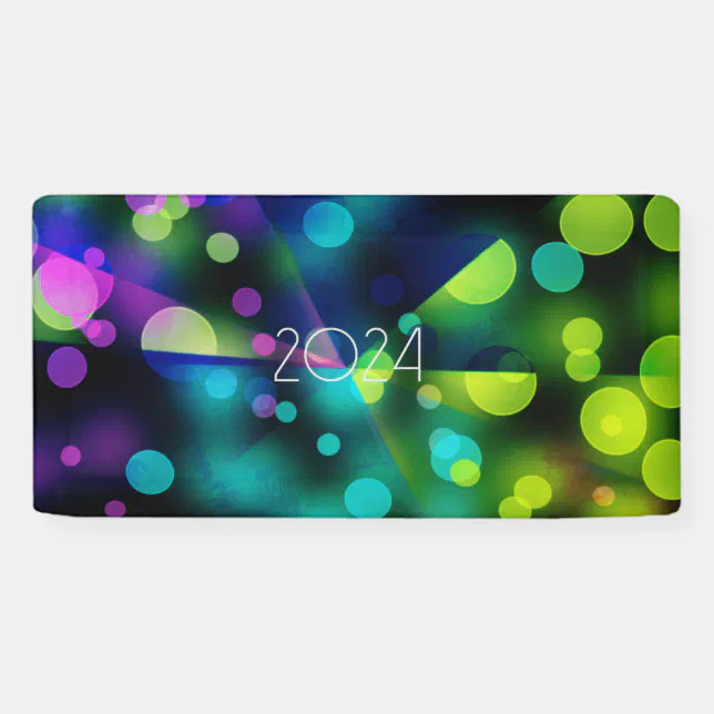 2024 new year with multicolor bubbles banner