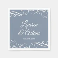 Elegant Swirls Wedding Napkins (Dusty Blue)