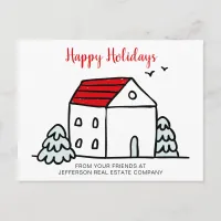 Cute Winter House Real Estate Corporate Business Holiday Postcard