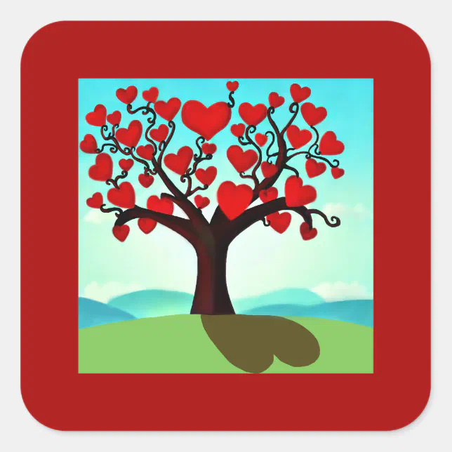 Tree of love - tree of love square sticker