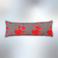 Simple Red Hearts Romantic Love On Charcoal | Body Pillow