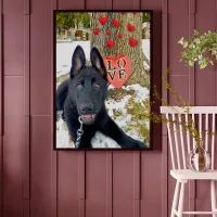 Black GSD Puppy with Hearts & Big Love Valentine Poster