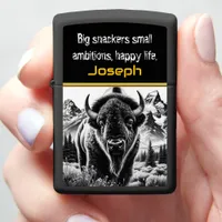 Bold Buffalo Against Mountain Zippo Lighter