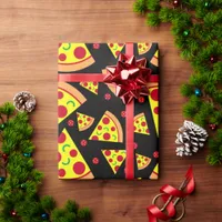 Pepperoni Pizza Patterned Pizza Birthday Wrapping Paper