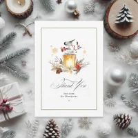 Evergreen Pine and Holly Winter Wedding Thank You Card