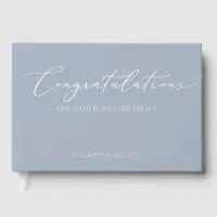 Dusty Blue Elegant Modern Retirement Guest Book