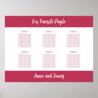 Cherry Magenta 6 Table Seating Chart Poster