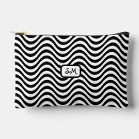 Monogram Black White Wavy Stripes Psychedelic SM Accessory Pouch