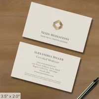 Elegant Cream and Gold Mediation Services Business Card