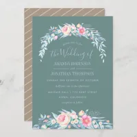 TWILIGHT colors Spring Wedding floral invitation