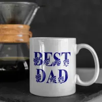 Best Dad American Flag Blue Text Coffee Mug