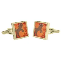 Majestic Horse in Asian Floral Tapestry Cufflinks