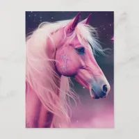 Pink Horse and Stars Postcard