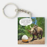 Dinosaur Egg Triceratops Humorous Caption Funny Keychain