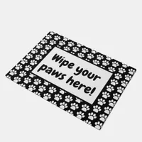 Wipe Your Dirty Paws Here Black and White Pattern Doormat