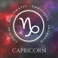 EO Elegant Capricorn Western Zodiac Sign on a Cosmic Starfield