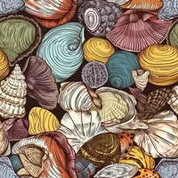 Comic Style Seashells Repeating Pattern