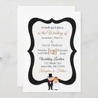 Black and White Groom and Bride Wedding Invitation