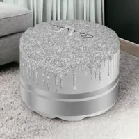 Monogram Platinum Silver Glitter Drip Ottoman Pod