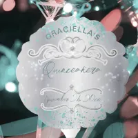 Silver Teal Jeweled Tiara Quinceañera Balloon