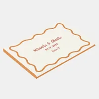 Whimsical Wavy Border 70s Burnt Orange Wedding Guest Book